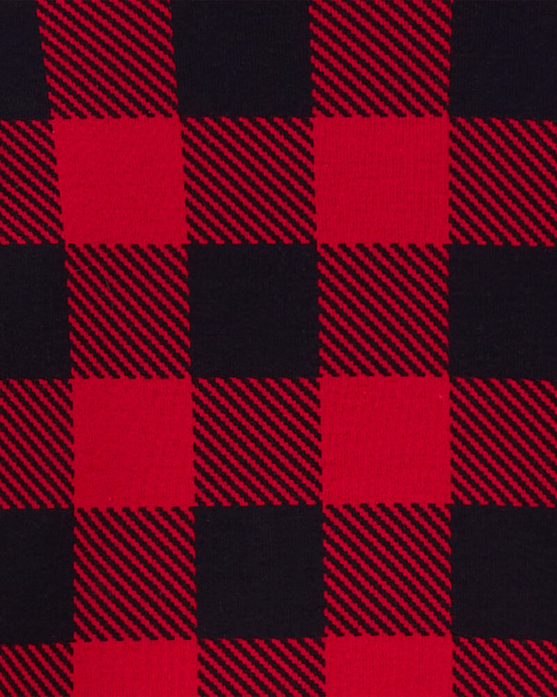 Kid 2-Piece Buffalo Check Fleece Coat Style Pajamas, image 2 of 3 slides