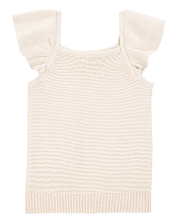 Toddler Girl Flutter-Sleeve Rib Tank - White, 