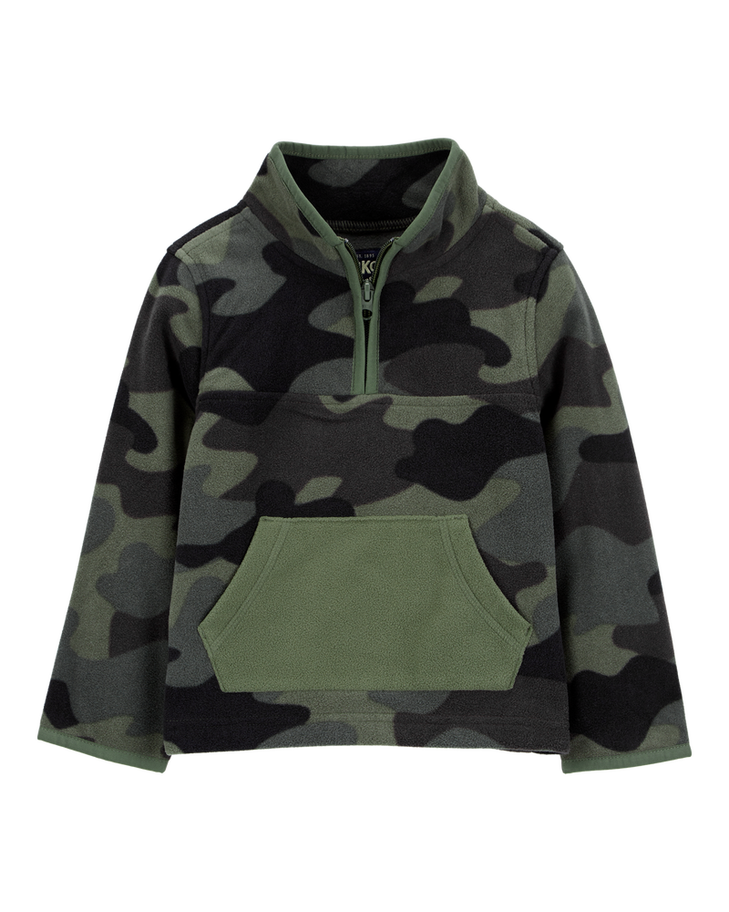 Toddler Camo Print Quarter-Zip Microfleece Pullover, image 1 of 3 slides