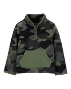 Toddler Camo Print Quarter-Zip Microfleece Pullover, image 1 of 3 slides