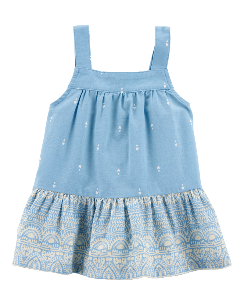 Baby  Heart Drop Print Tank - Blue, image 1 of 3 slides