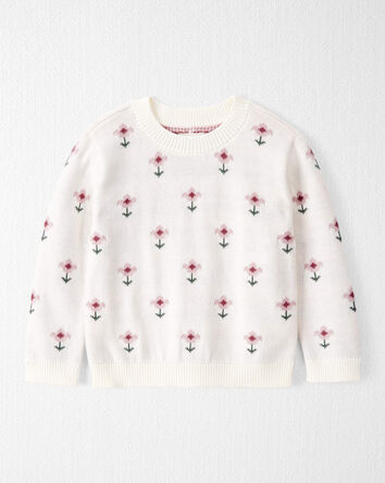 Toddler Organic Cotton Sweater Knit in Wildflower Maze Print, 