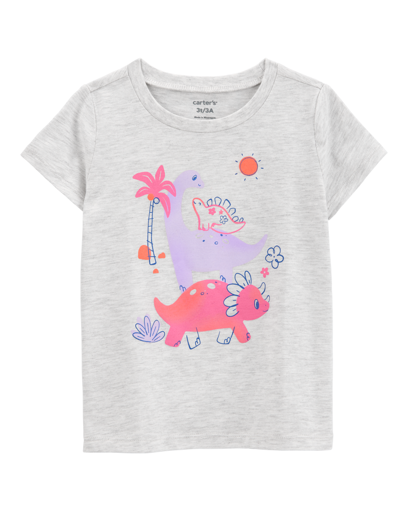 Toddler Girl Dinosaur Short-Sleeve Graphic Tee - Grey, image 1 of 3 slides