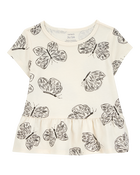 Butterfly Short-Sleeve Peplum Tee - Cream, image 1 of 3 slides