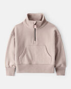 Toddler Girl Long-Sleeve Quarter-Zip Pullover Sweatshirt - Brown, image 1 of 3 slides