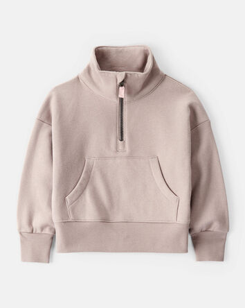 Toddler Girl Long-Sleeve Quarter-Zip Pullover Sweatshirt - Brown, 