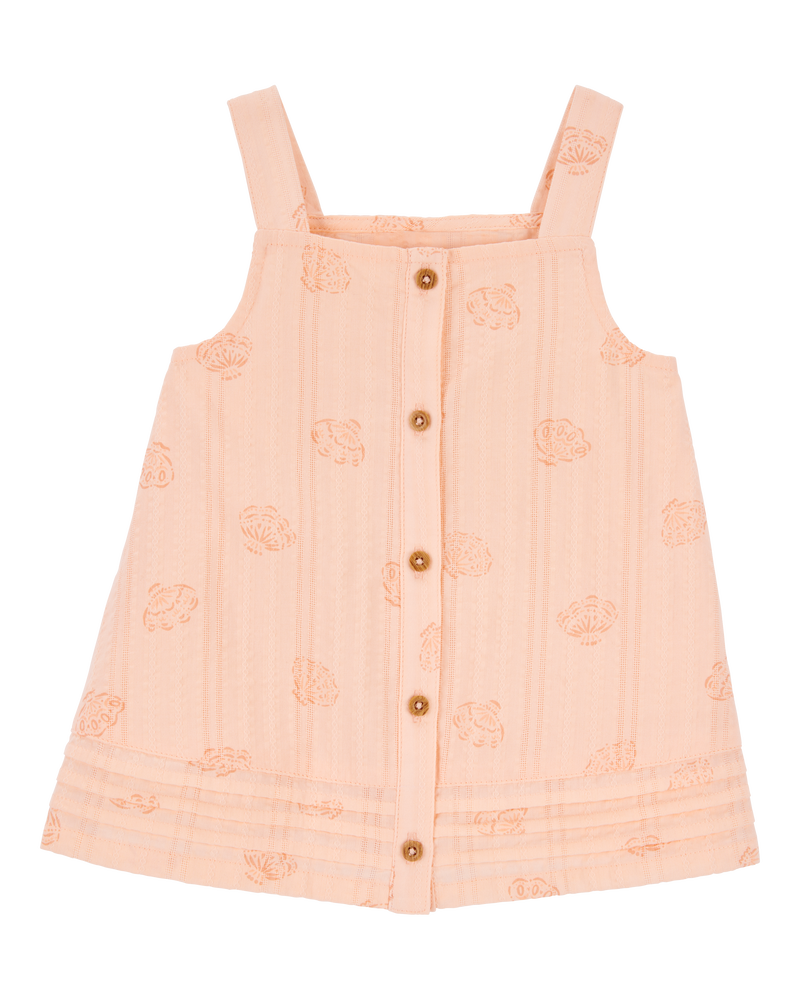 Baby Seashell Cotton Tank - Coral, image 1 of 3 slides