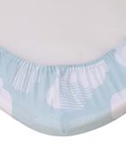 Skip Hop Cozy-Up 2-in-1 Bedside Sleeper 100% Cotton Fitted Bassinet Sheet - Blue & White Clouds, image 3 of 4 slides