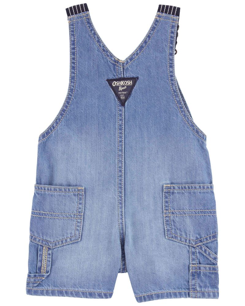 Baby Denim Shortalls: Hickory Stripe Strap Remix, image 2 of 5 slides