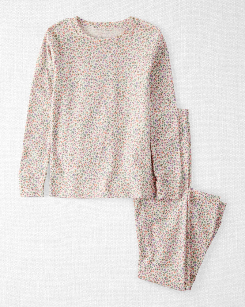 Kid Floral Print Organic Cotton 2-Piece Pajamas, image 1 of 4 slides