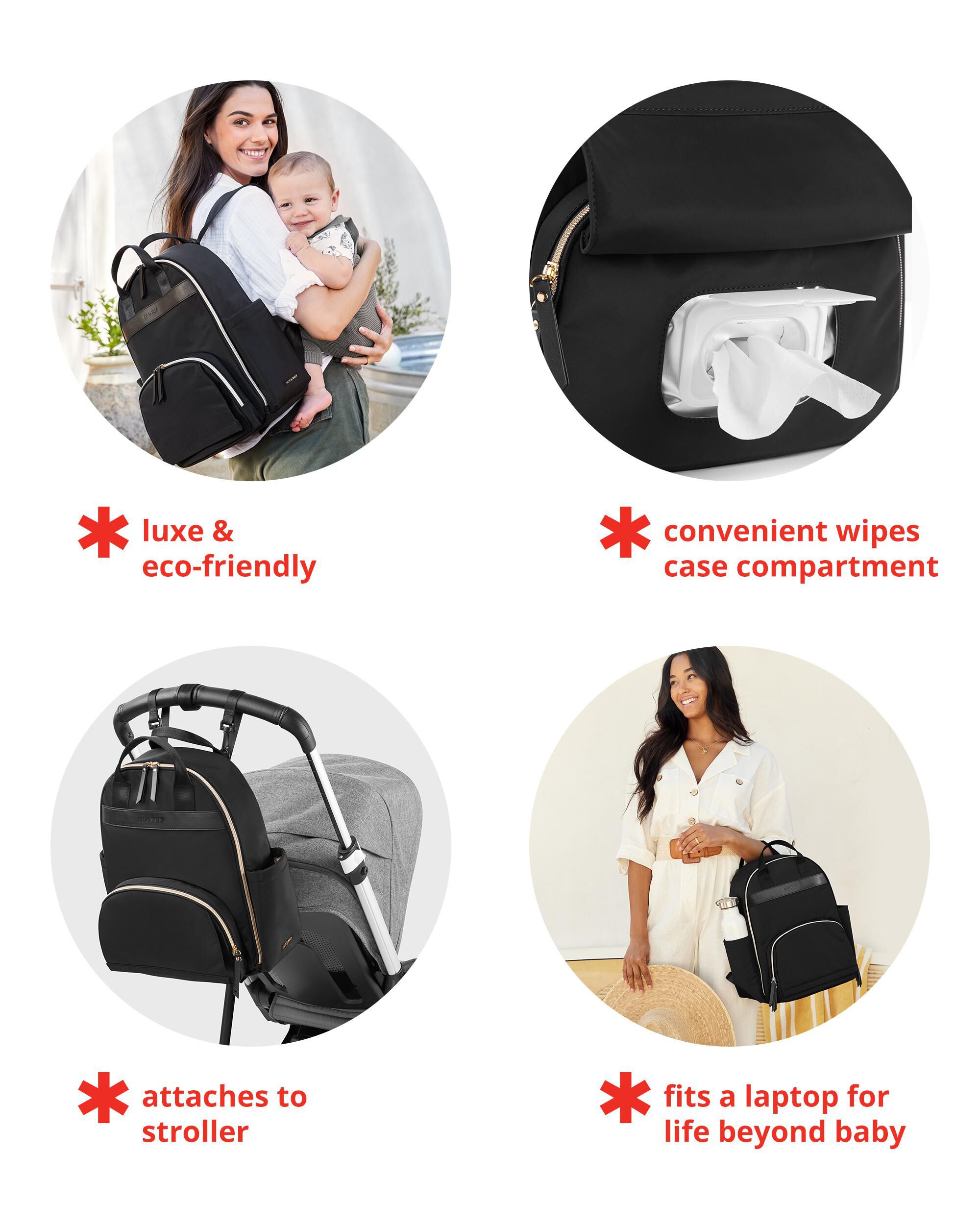 Black Envi Luxe Backpack Diaper Bag Black skiphop