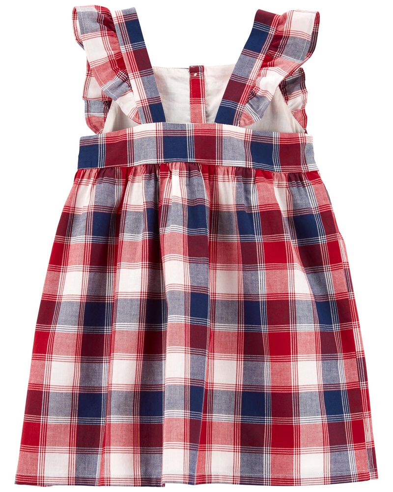 Toddler Plaid Button-Front Picnic Dress, image 2 of 4 slides