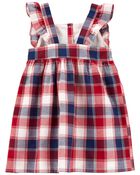 Toddler Plaid Button-Front Picnic Dress, image 2 of 4 slides