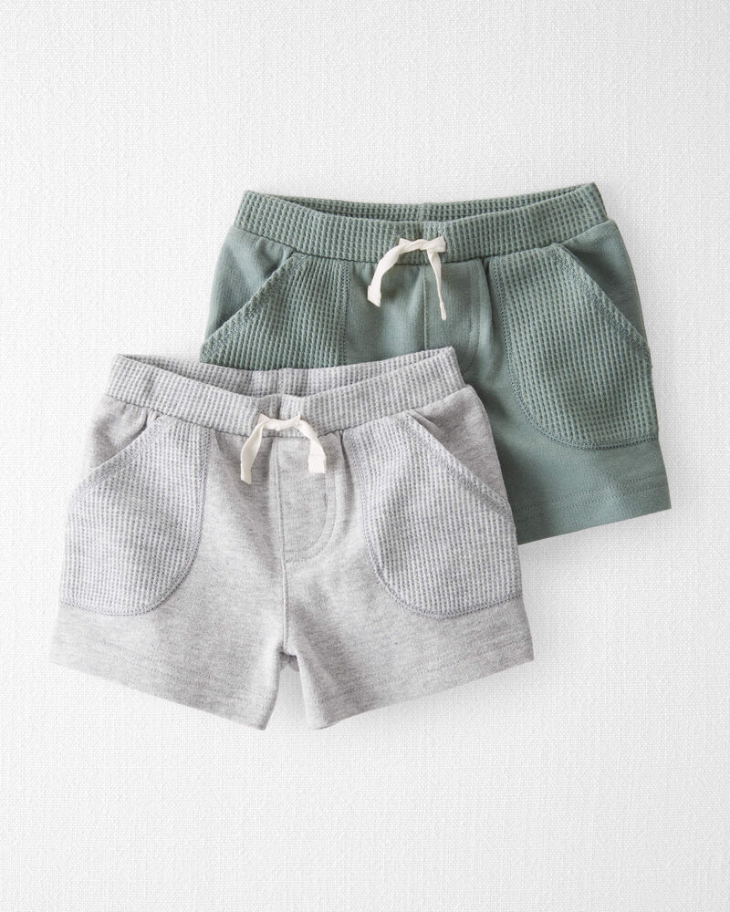 Baby 2-Pack Organic Cotton Waffle Knit Shorts, image 1 of 4 slides