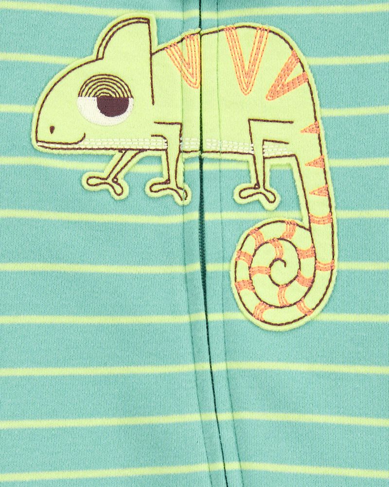 Baby Chameleon Zip-Up Cotton Sleep & Play Pajamas, image 2 of 4 slides