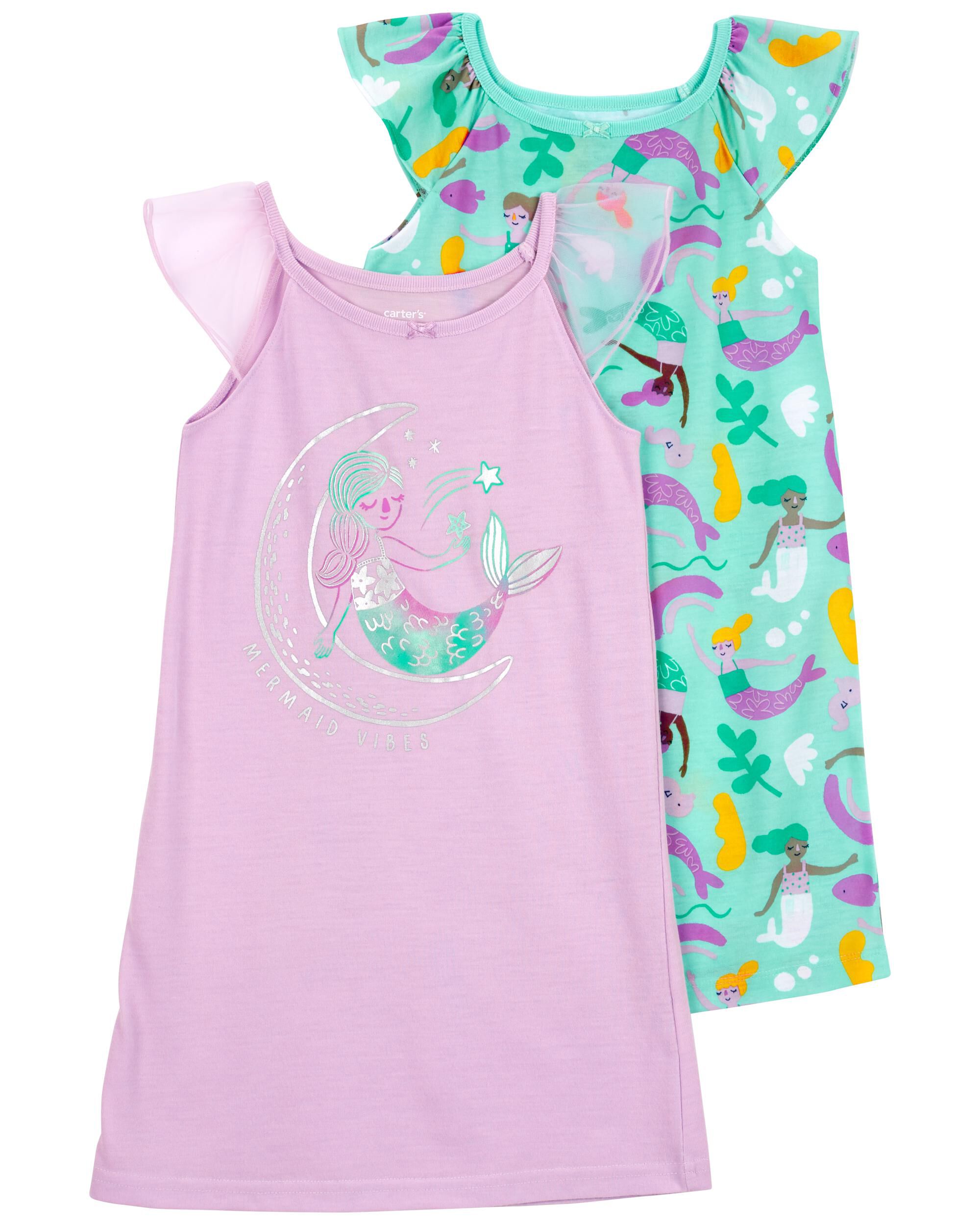 Teal Purple 2 Pack Mermaid Nightgowns skiphop