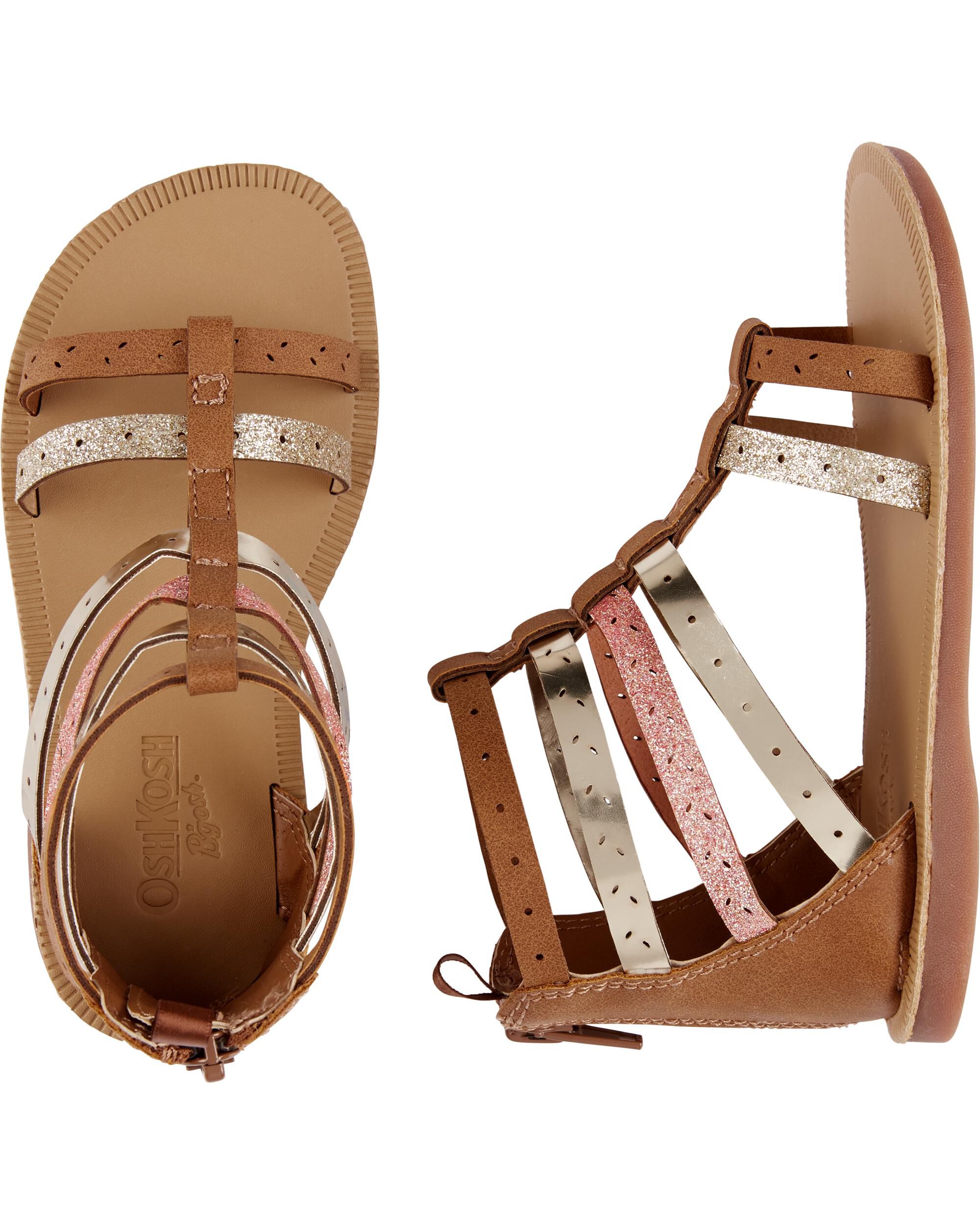 metallic gladiator sandals
