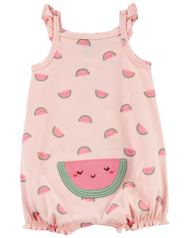 Baby 1-Piece Pink Watermelon Romper, image 2 of 4 slides