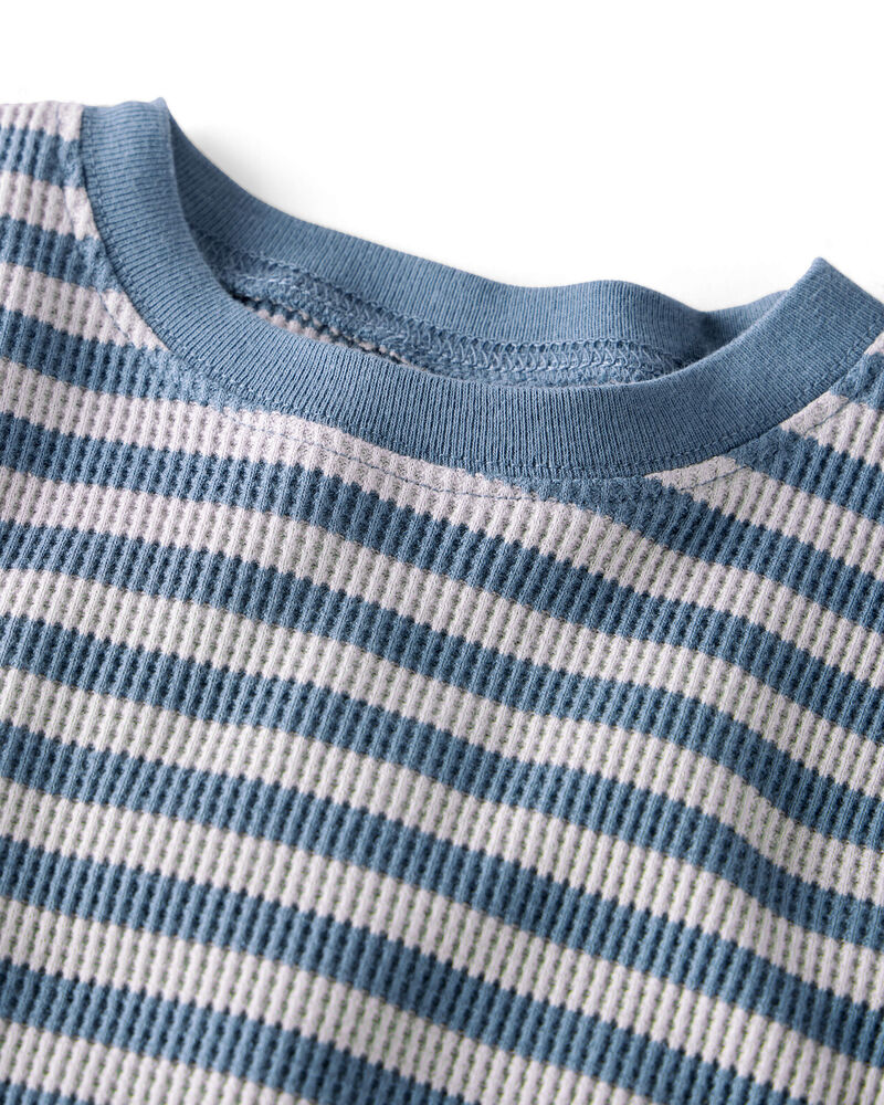 Toddler Striped Waffle Knit Pajamas Made with Organic Cotton, image 2 of 5 slides