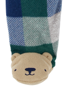Baby Plaid Bear Fleece Zip-Up Footie Sleep & Play Pajamas, image 2 of 5 slides