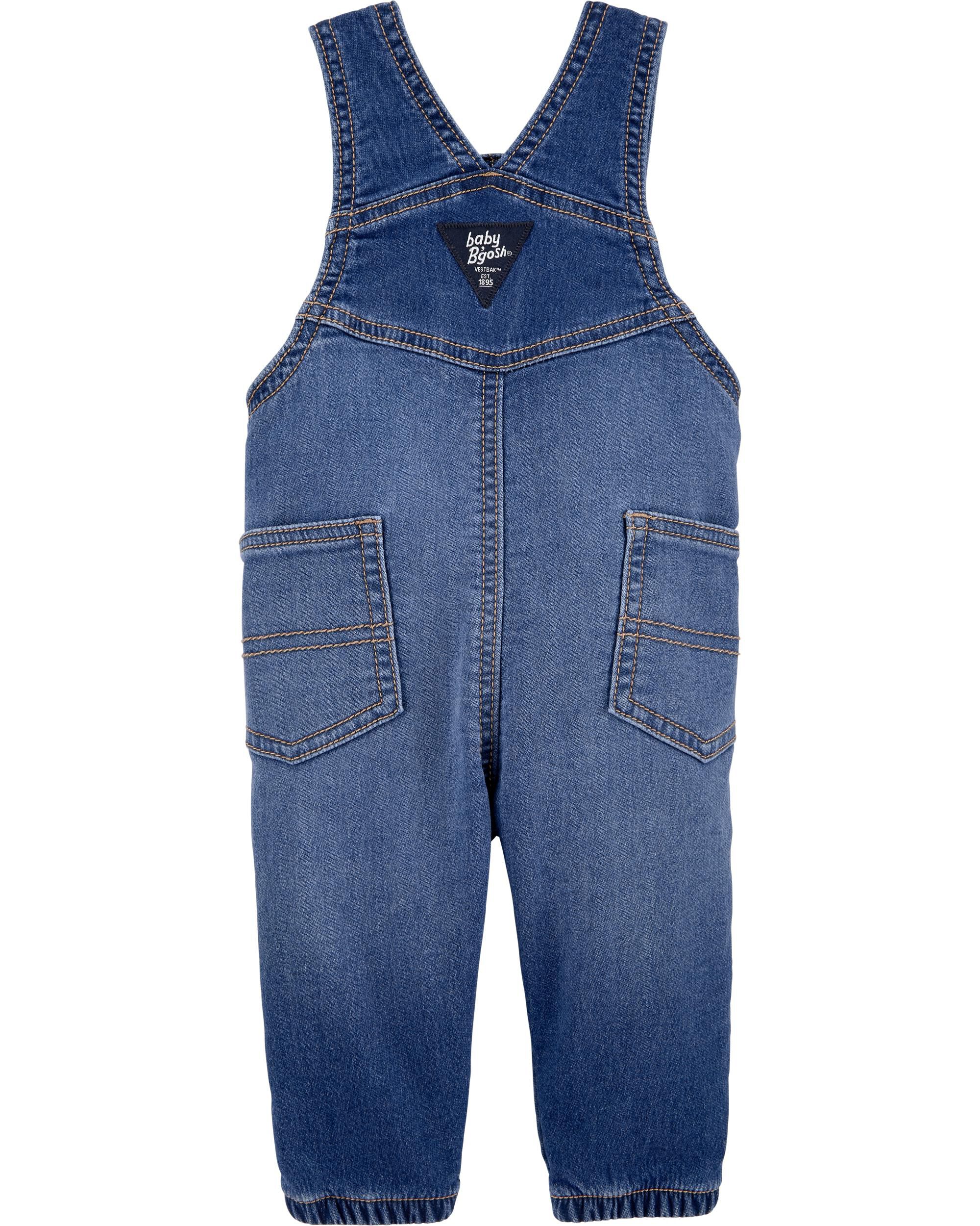 Knit denim overalls