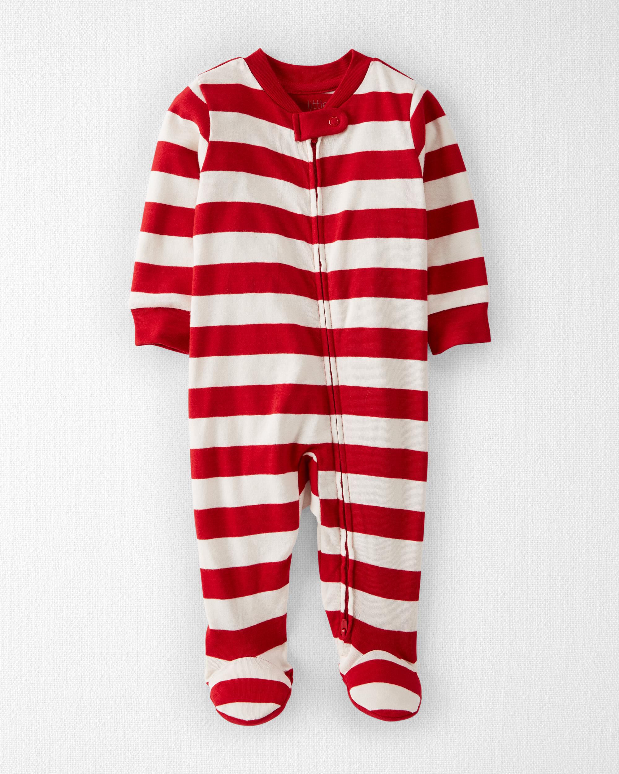 Holiday Red Stripe Baby Organic Cotton Sleep Play Pajamas skiphop