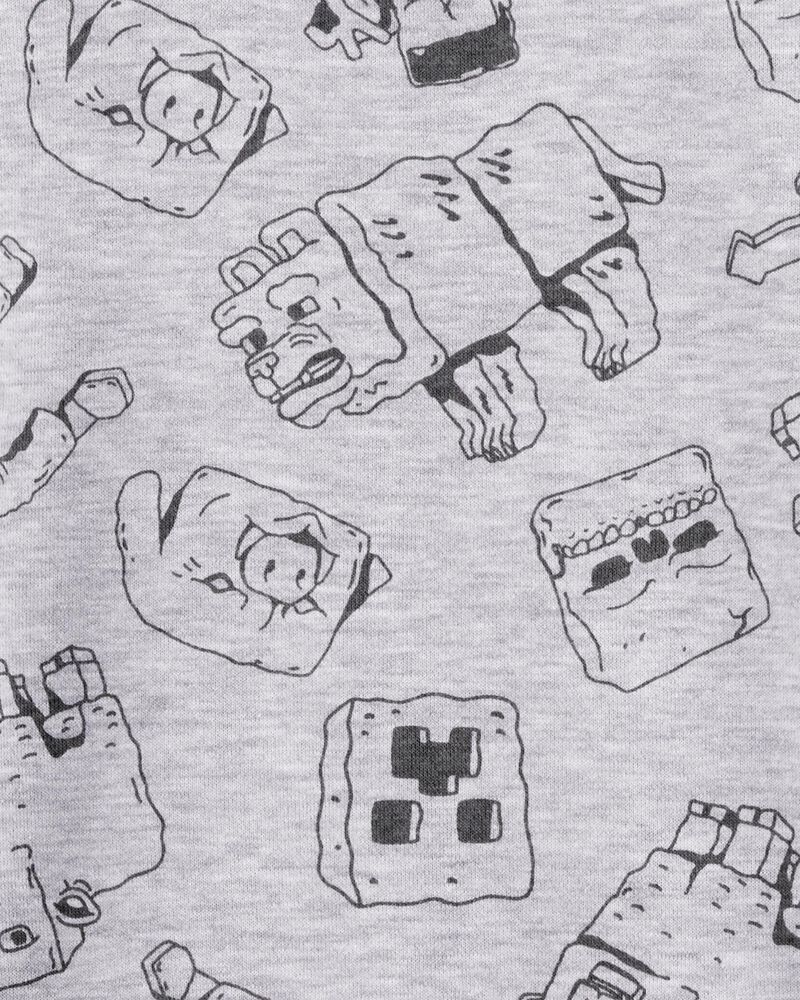 Kid Minecraft Print Pullover - Grey, image 2 of 2 slides