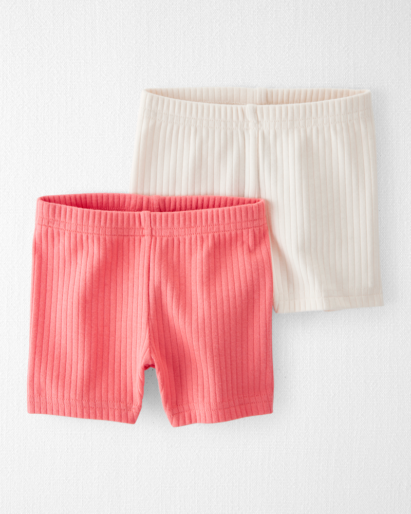 Baby 2- Pack Organic Cotton Ribbed Pedal Shorts, image 1 of 4 slides