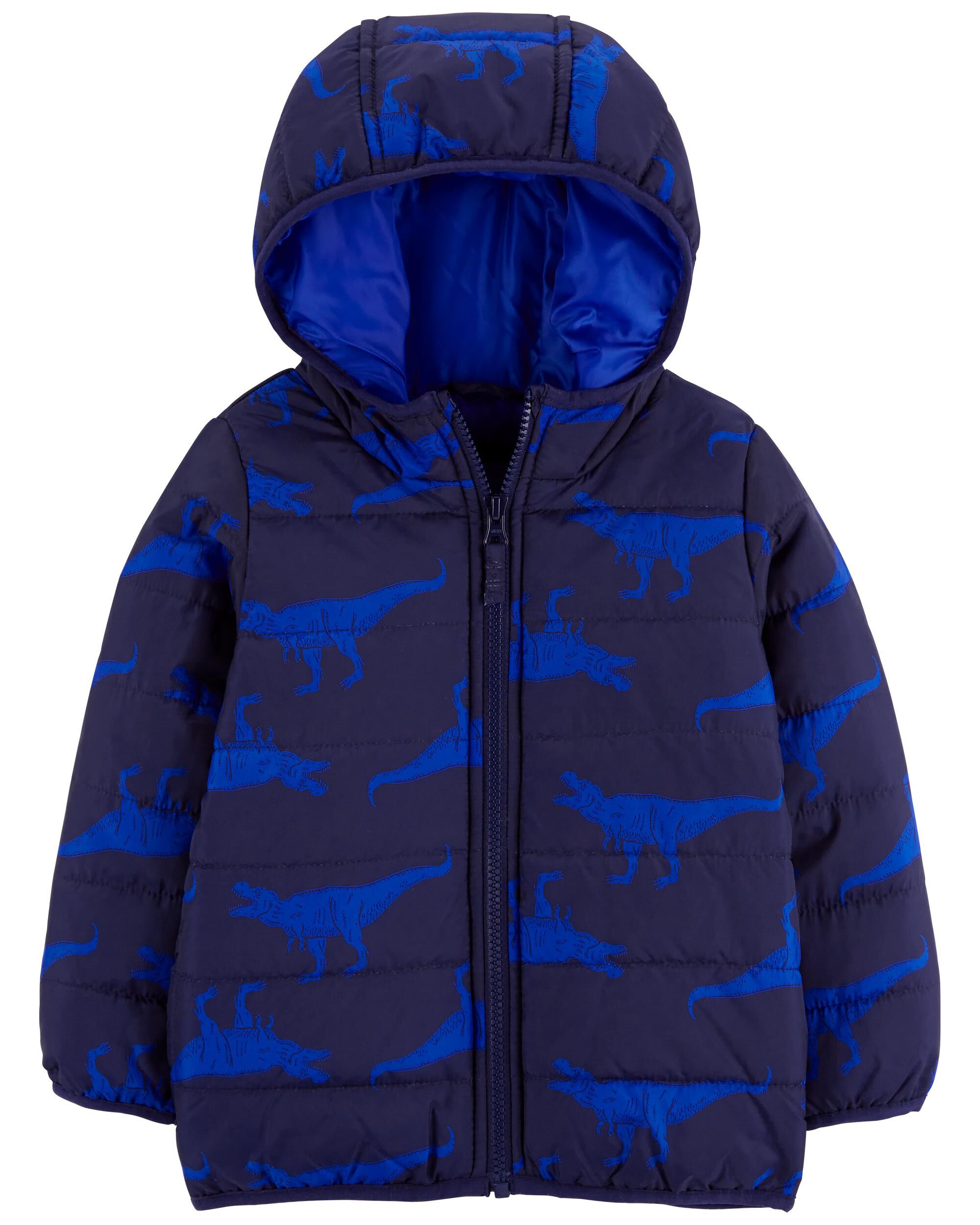 Navy Toddler Dinosaur Packable Puffer Jacket skiphop