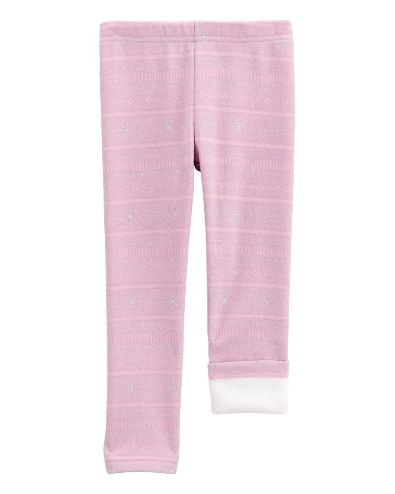 Toddler Glitter Snowflake Cozy Fleece Leggings, image 5 of 7 slides