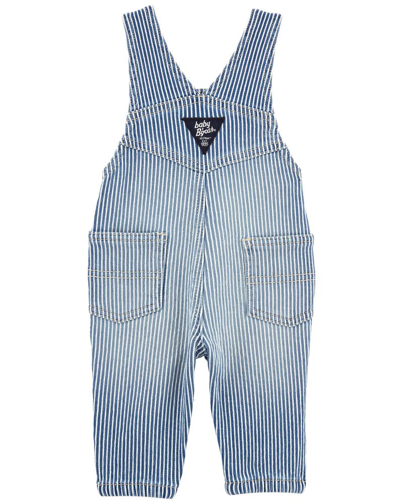 Baby Knit-Like Denim Hickory Stripe Overalls, image 2 of 4 slides