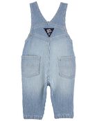 Baby Knit-Like Denim Hickory Stripe Overalls, image 2 of 4 slides