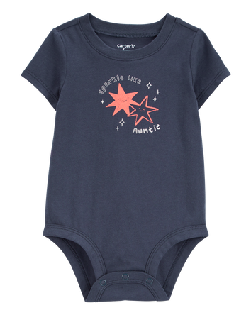 Baby Sparkle Like Auntie Short-Sleeve Bodysuit - Gray, 