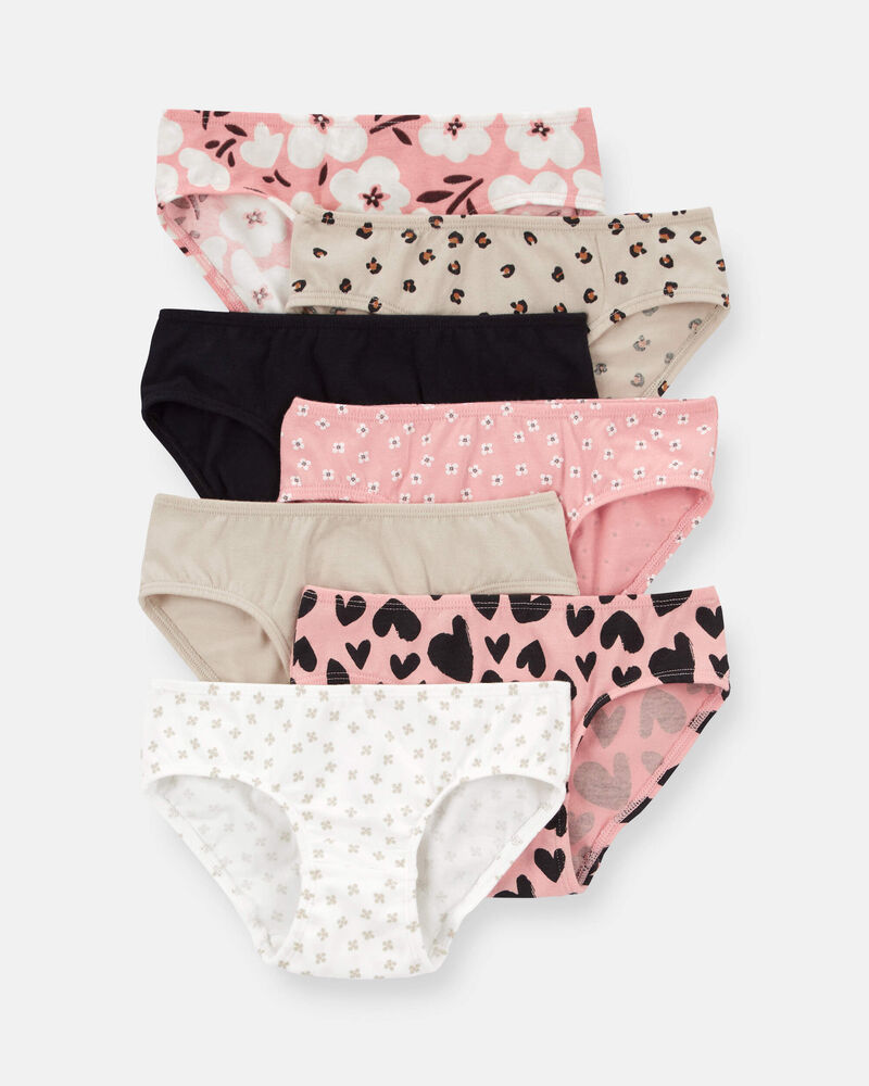 Kid 7-Pack Leopard Hipster Stretch Cotton Undies, image 2 of 3 slides