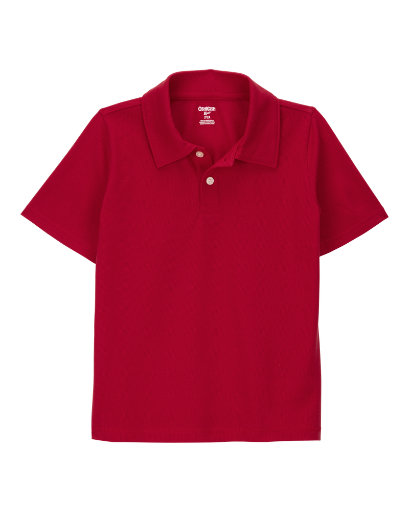Kid Pique Uniform Polo Shirt - Red, image 1 of 3 slides