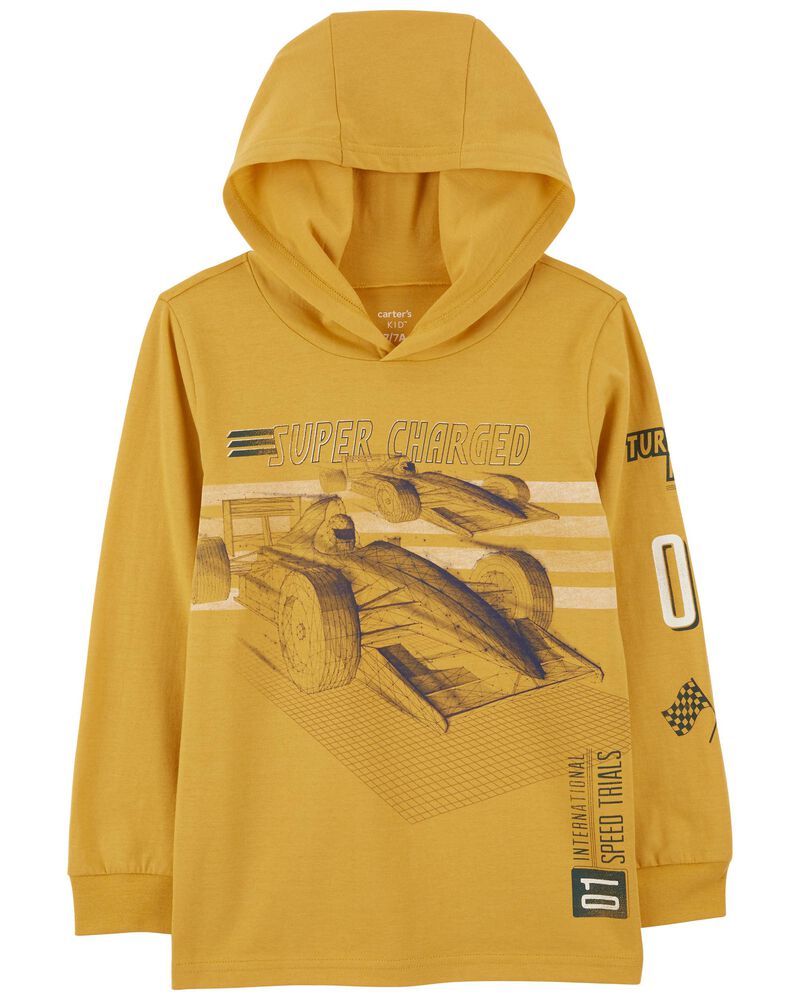 Kid Race Car Hooded Graphic Tee, image 1 of 4 slides