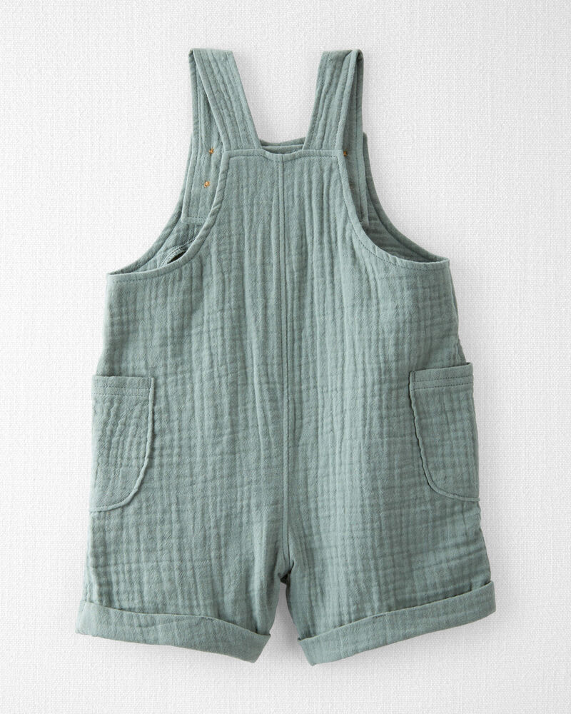 Baby Organic Cotton Gauze Shortalls in Green, image 2 of 6 slides