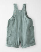 Baby Organic Cotton Gauze Shortalls in Green, image 2 of 6 slides