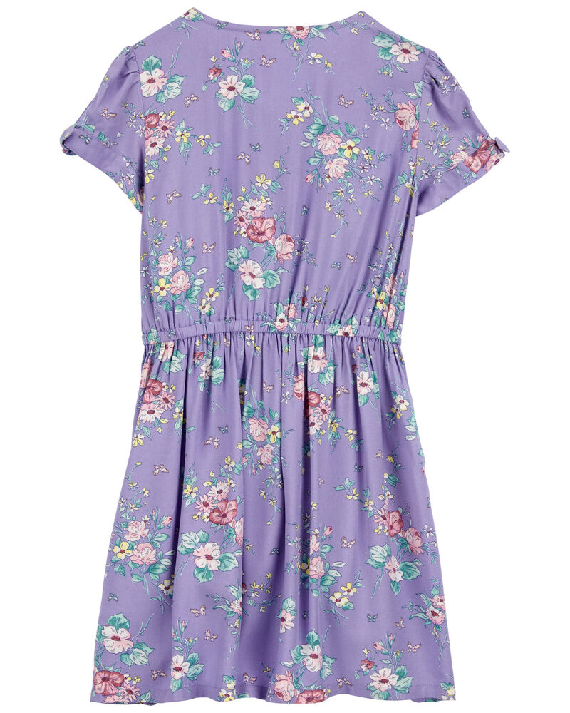 Kid LENZING™ ECOVERO™ Button-Front Vintage Floral Dress, image 2 of 5 slides