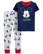 Toddler 2-Piece Mickey Mouse 100% Snug Fit Cotton Pajamas, image 1 of 2 slides