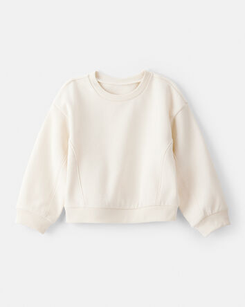 Toddler Girl Long-Sleeve Pullover Sweatshirt - White, 