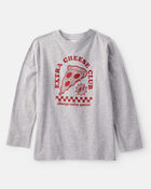 Boys Pizza Long-Sleeve Graphic Tee - Grey, image 1 of 3 slides