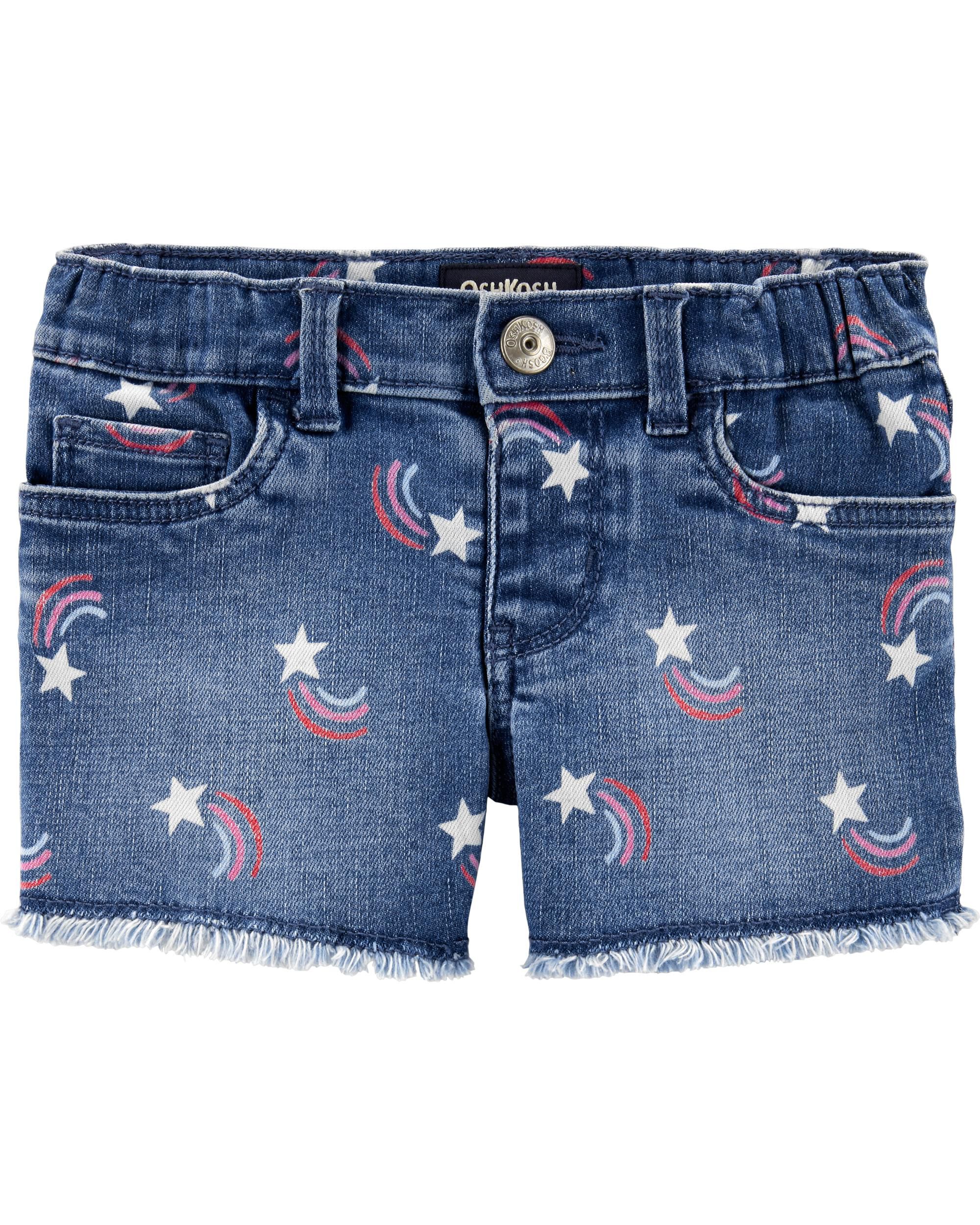 rainbow denim shorts