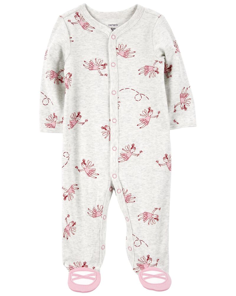 Baby Ballet Snap-Up Cotton Blend Sleep & Play Pajamas, image 1 of 4 slides