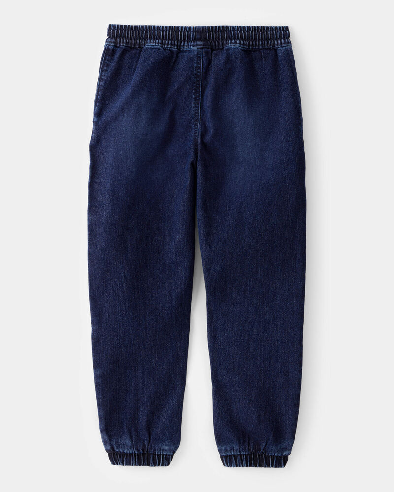 Kid Tapered Iconic Denim Drawstring Joggers - Indigo Wash, image 2 of 4 slides
