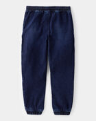 Kid Tapered Iconic Denim Drawstring Joggers - Indigo Wash, image 2 of 4 slides