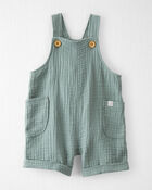 Baby Organic Cotton Gauze Shortalls in Green, image 1 of 6 slides