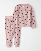 Toddler Waffle Knit Set Made with Organic Cotton in Heart Print, image 1 of 3 slides