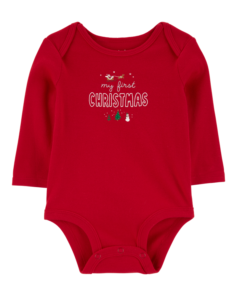 Baby "My First Christmas" Bodysuit - Red, image 1 of 3 slides