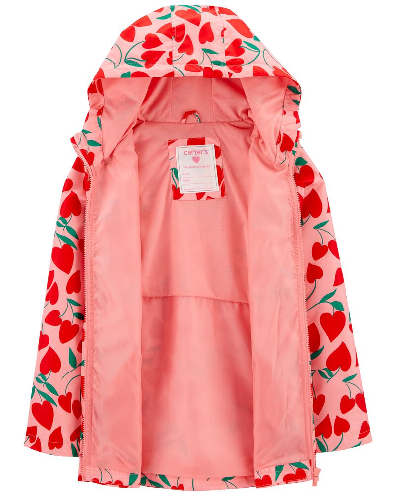 Kid Cherry Hearts Rain Jacket, image 2 of 3 slides